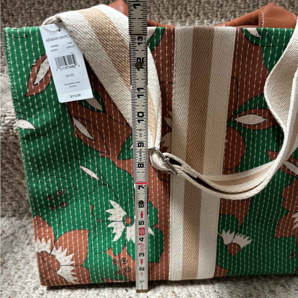 Neiman Marcus Floral Green and Brown Tote Bag - Picture 10 of 10